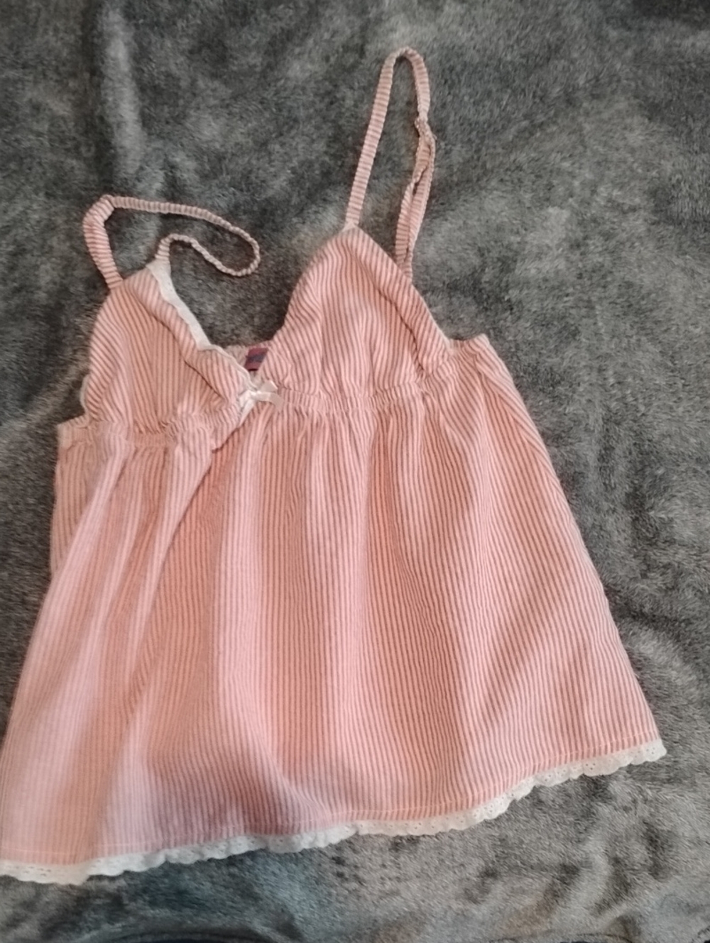 Edikted Pink Striped Lace-Trim Cami